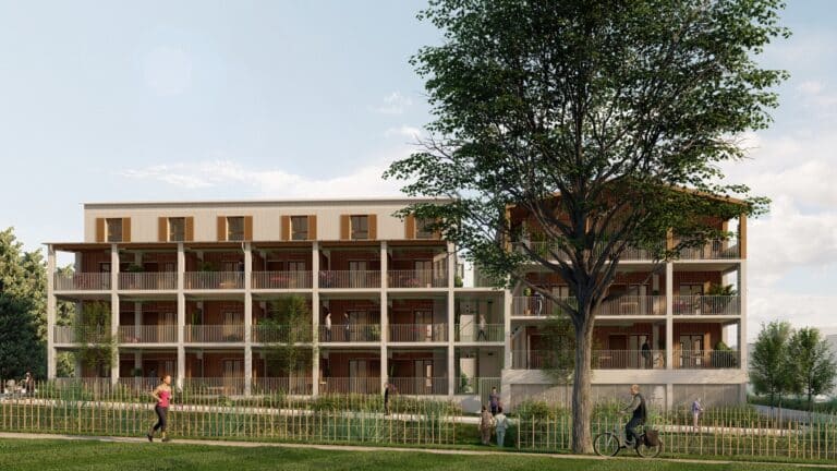 135 modules de logements fabriqués en usine, Vestack et Spirit réalisent un ensemble de 66 habitats collectifs et 9 individuels.